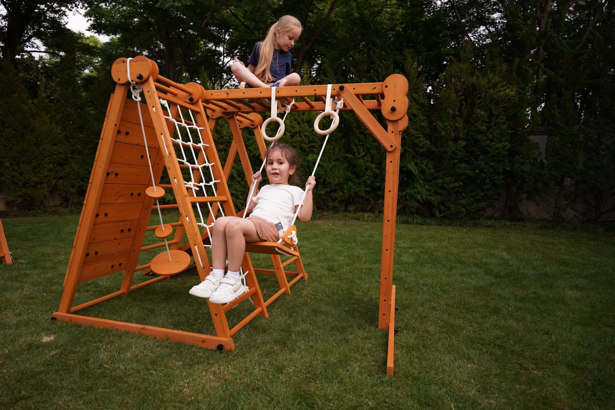 Chestnut 8-in-1 Jungle Gym for Toddlers | Indoor & Outdoor Wooden Playset