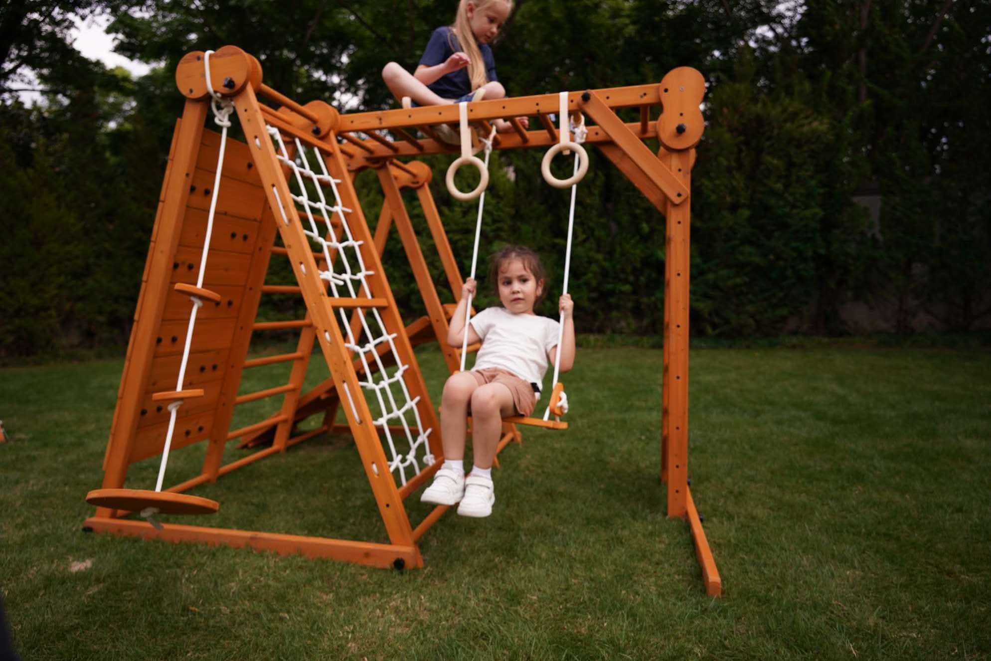 Chestnut 8-in-1 Jungle Gym for Toddlers | Indoor & Outdoor Wooden Playset