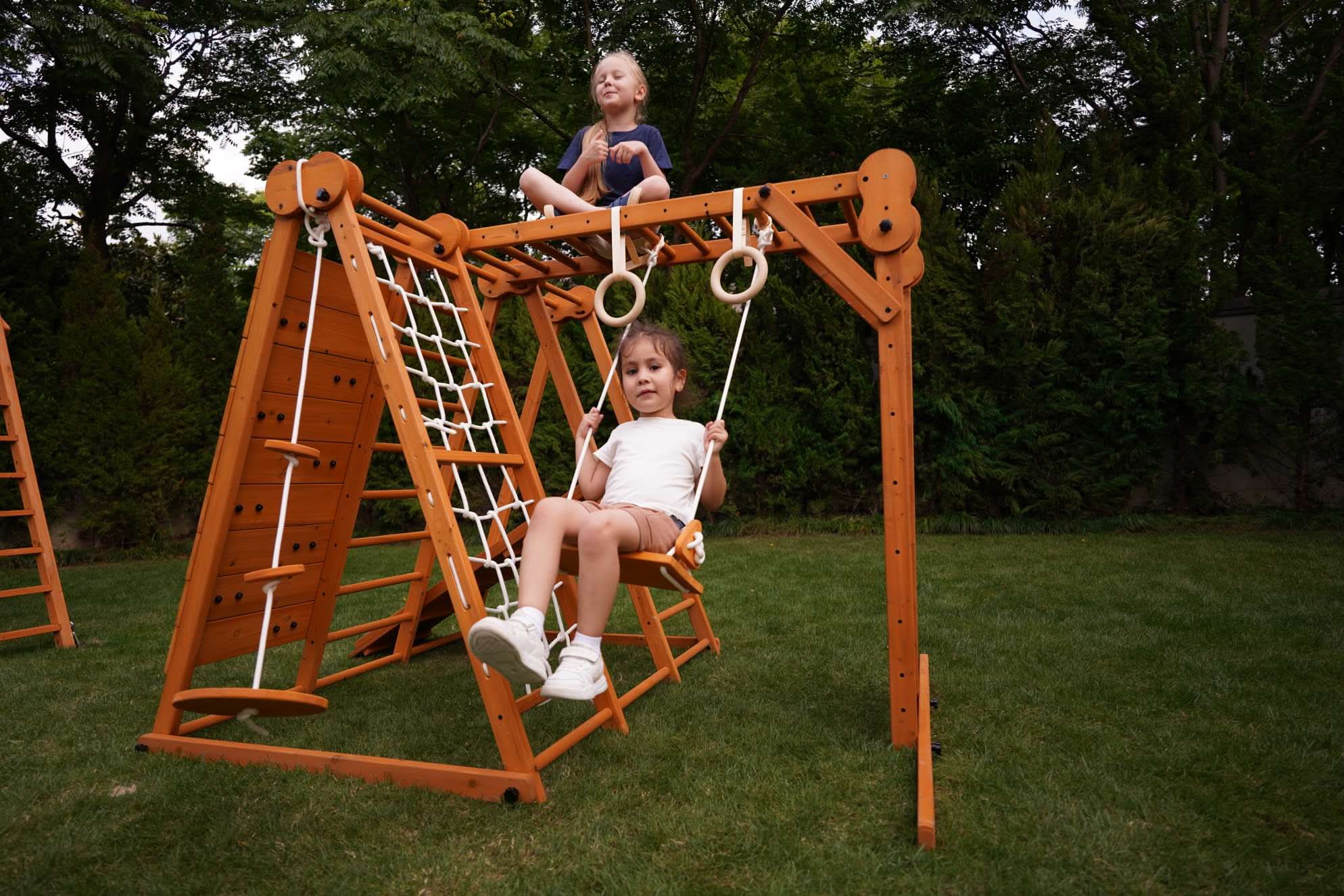 Chestnut 8-in-1 Jungle Gym for Toddlers | Indoor & Outdoor Wooden Playset