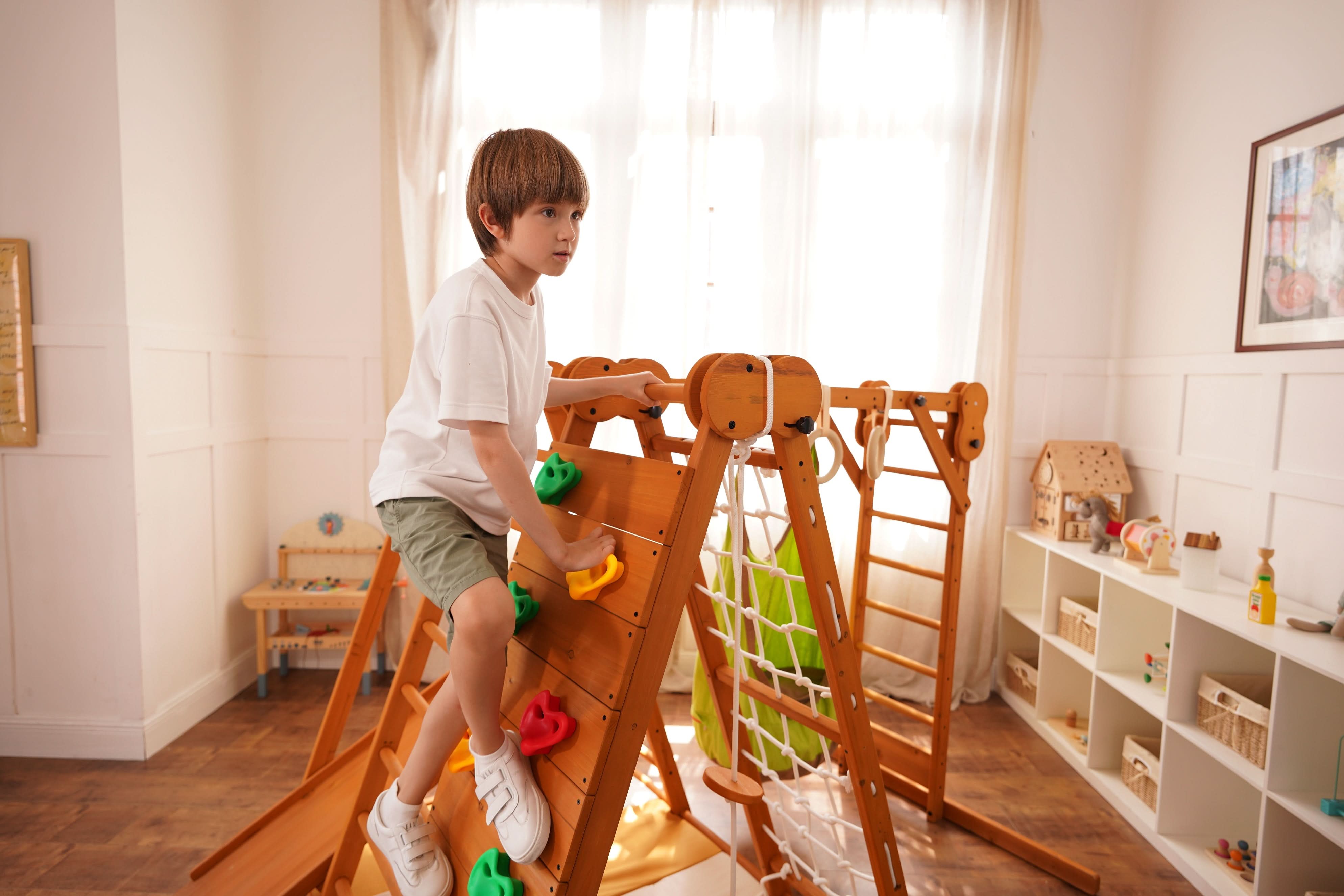 Chestnut 8-in-1 Jungle Gym for Toddlers | Indoor & Outdoor Wooden Playset