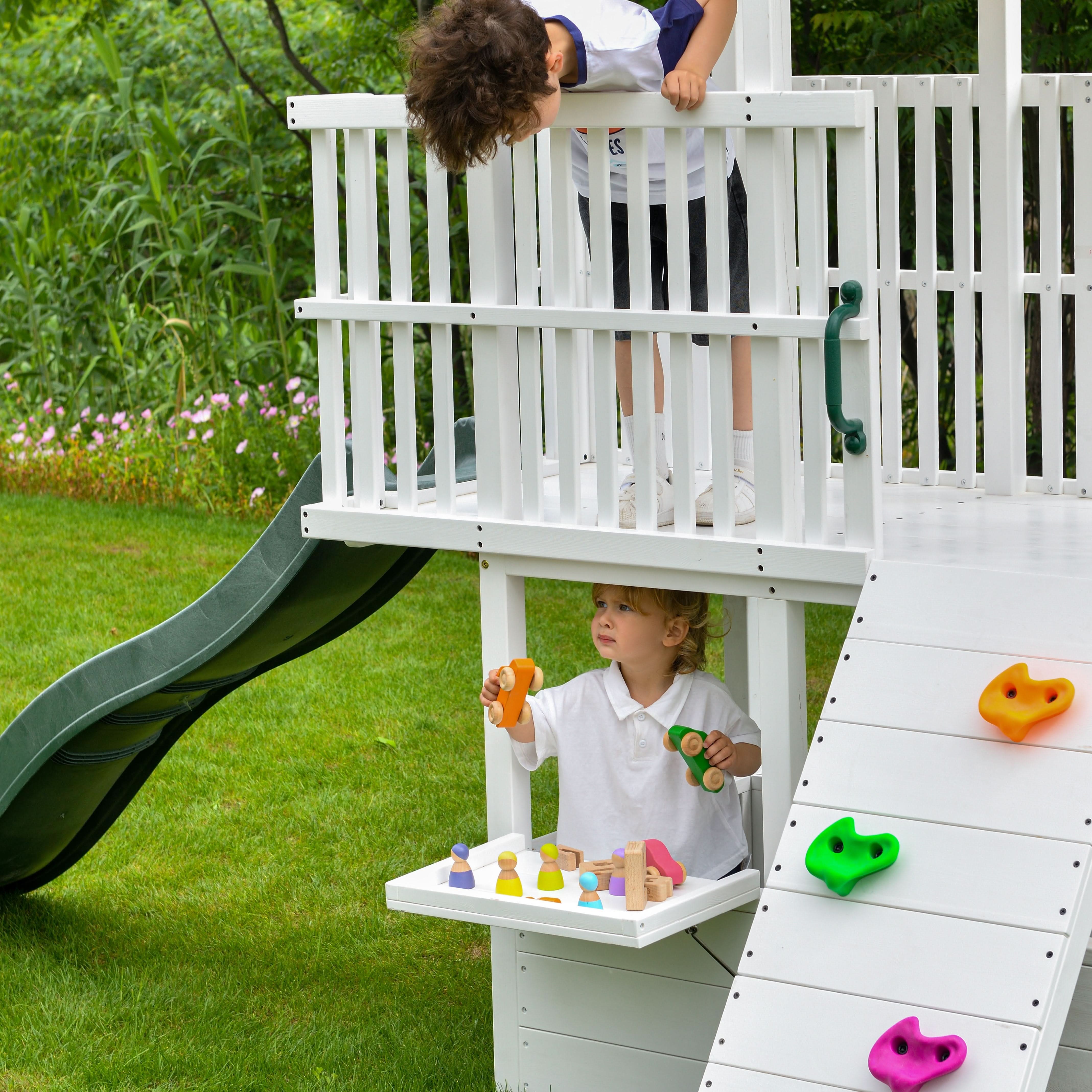 Craftsman Modern Outdoor Swing Set | Wooden Backyard Swing Frame for Kids