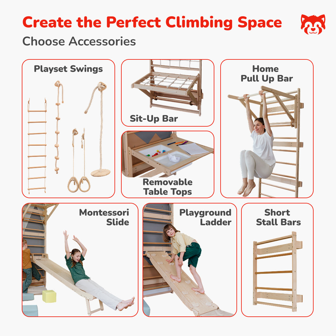 Wood and Hearts 3-in-1 Swedish Ladder Wall Gym