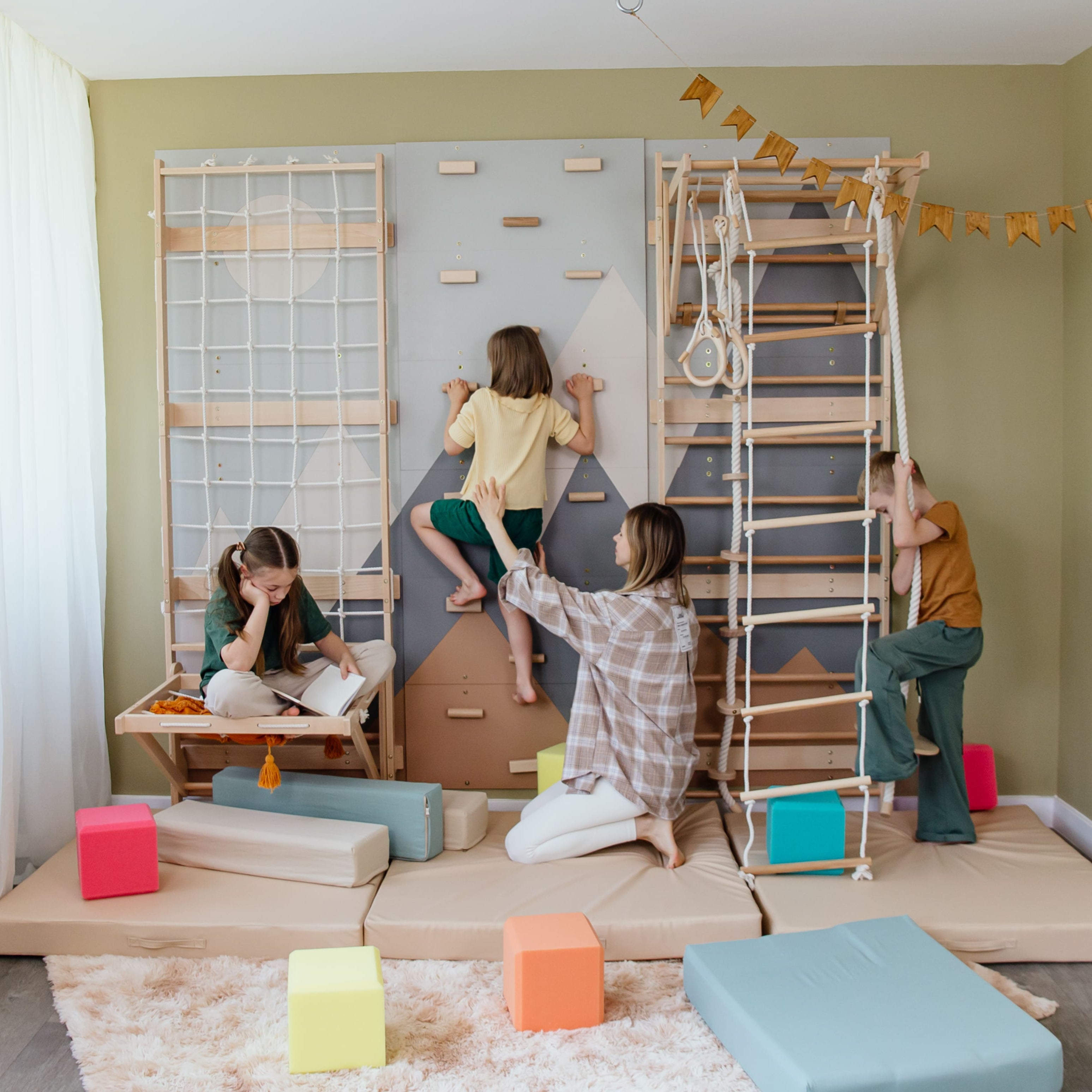 Wood and Hearts 3-in-1 Swedish Ladder Wall Gym