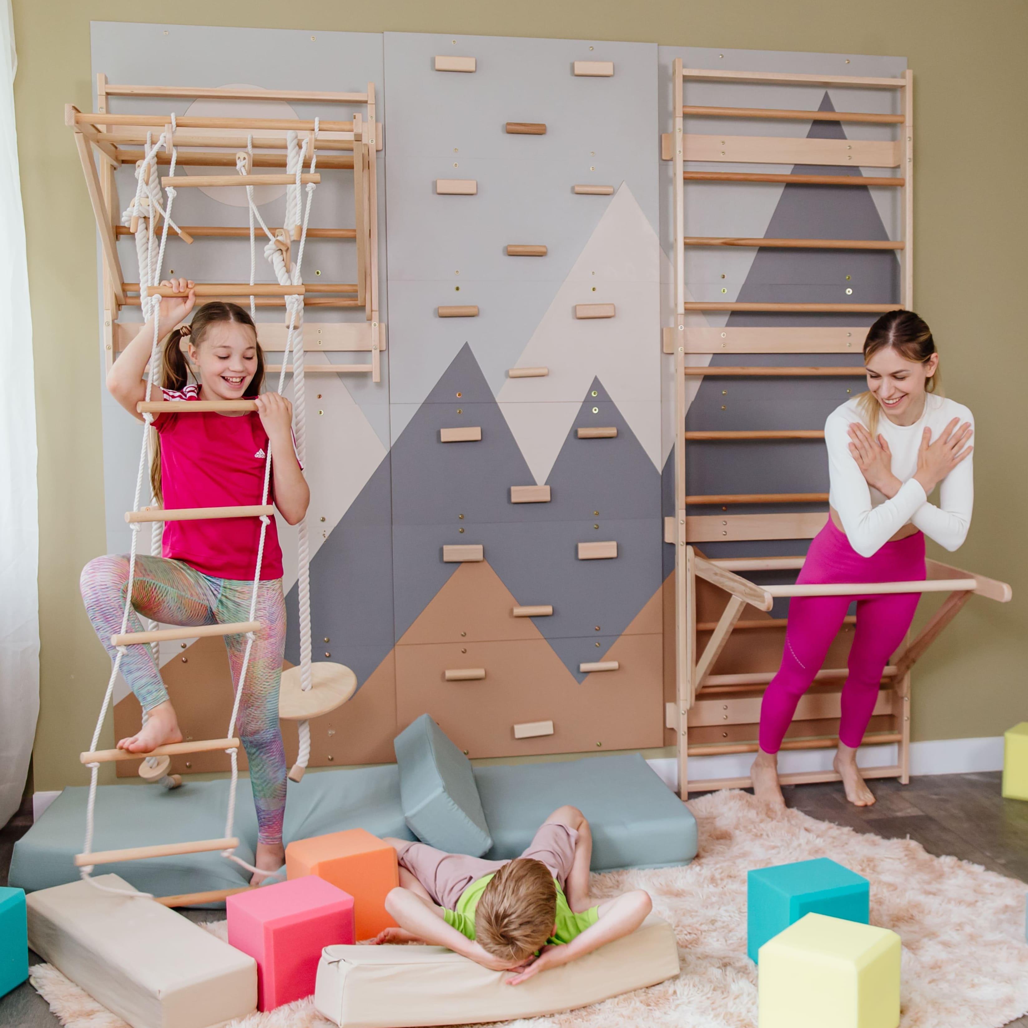 Wood and Hearts 3-in-1 Swedish Ladder Wall Gym