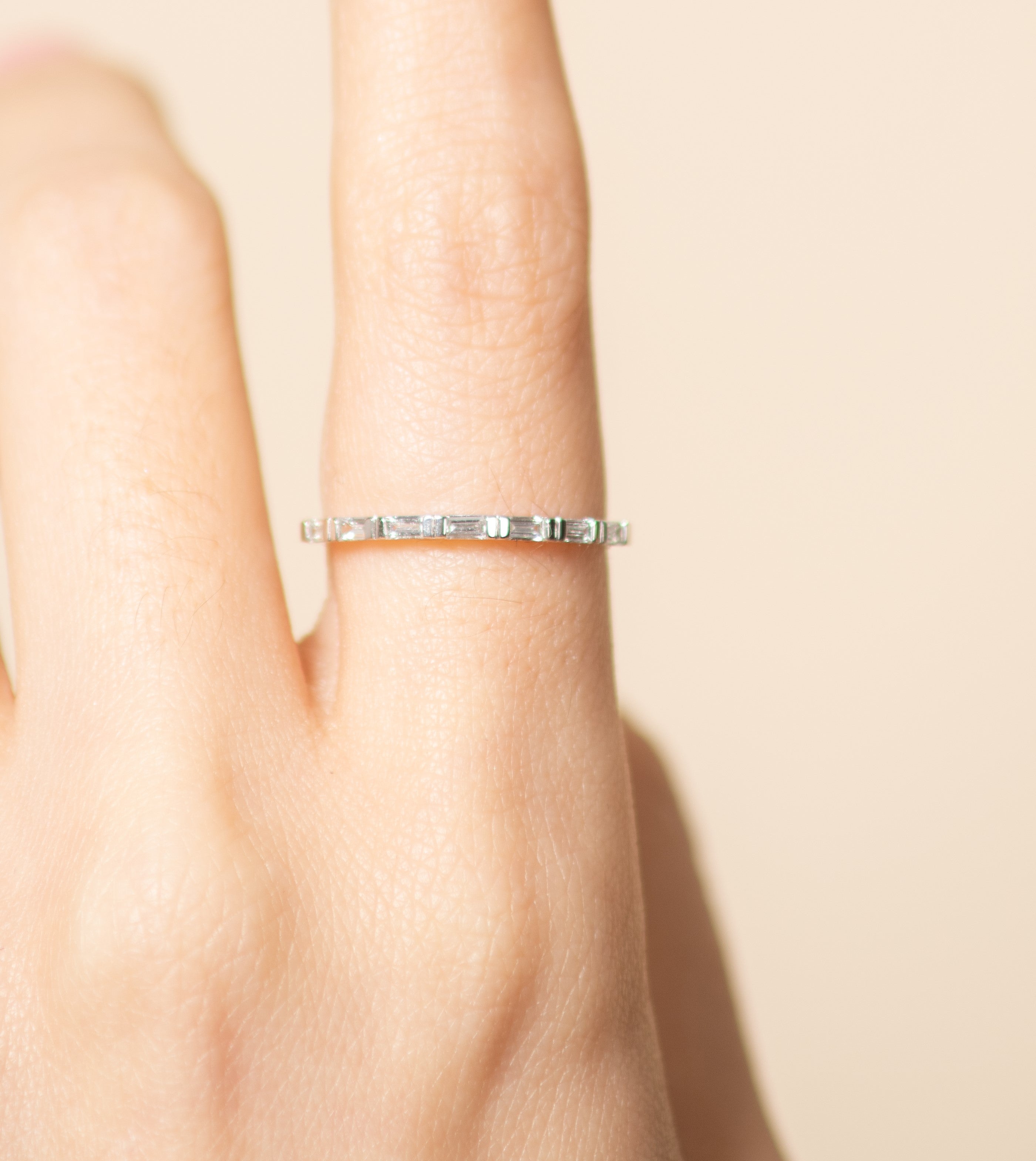 Diamond Baguette Bar Set Band