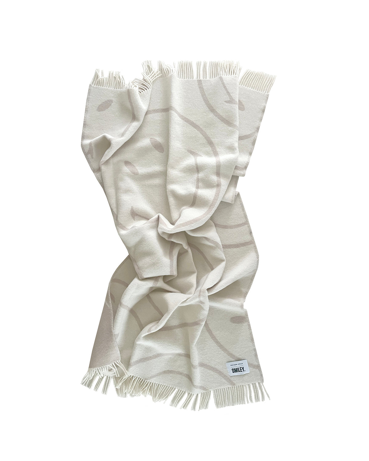 Maison Deux x Smiley Blanket | White / Grey Print