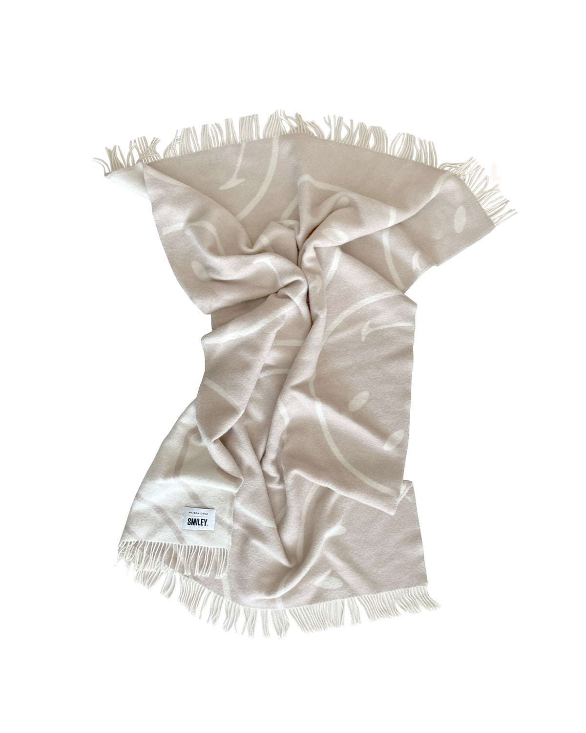 Maison Deux x Smiley Blanket | White / Grey Print