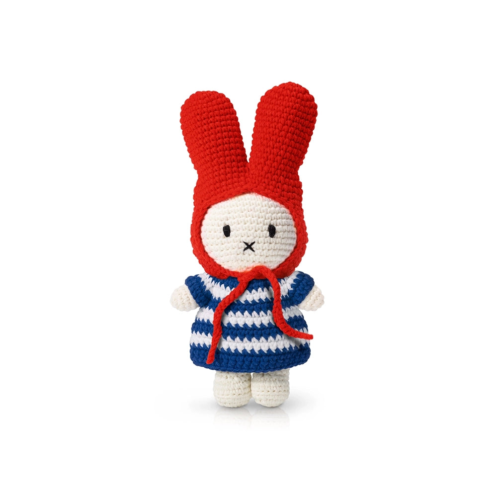 Miffy Crocheted Stuffed Plush - Striped Dress and Hat