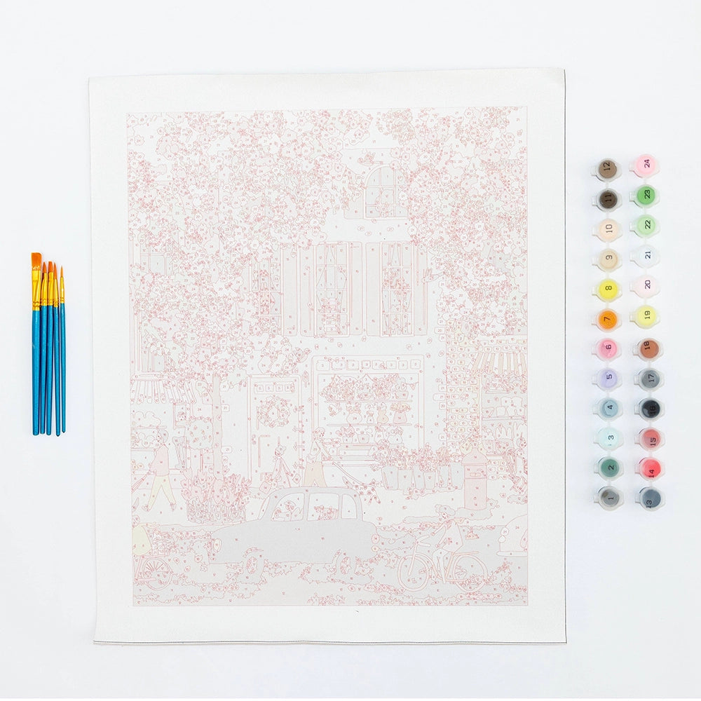 Periwinkle Blossom Street by Joy Laforme Paint by Numbers Deluxe