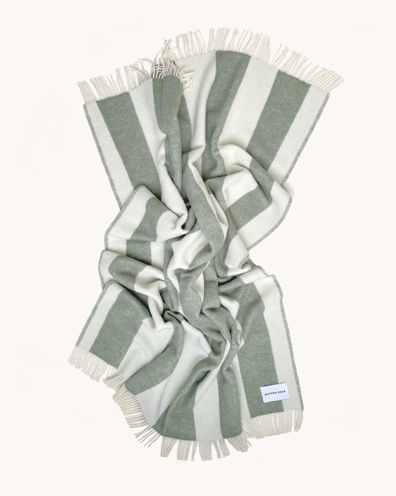 ROUGH STRIPE Blanket | Agave Olive Green / White