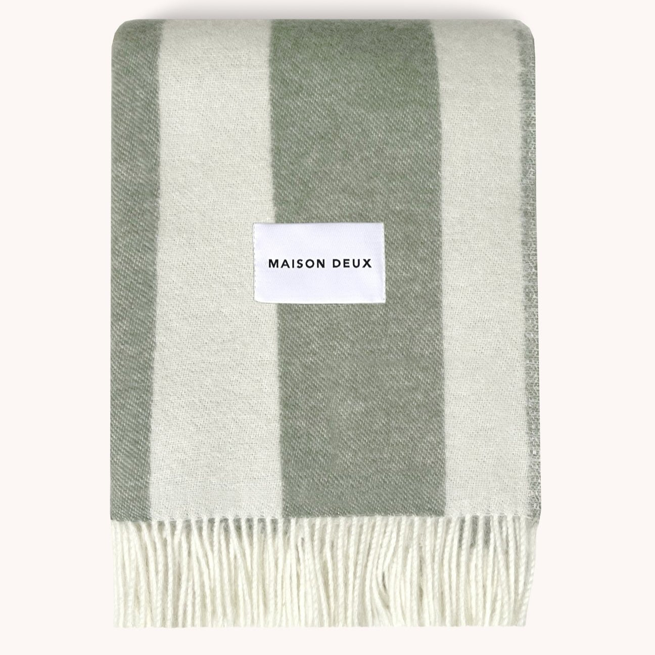 ROUGH STRIPE Blanket | Agave Olive Green / White