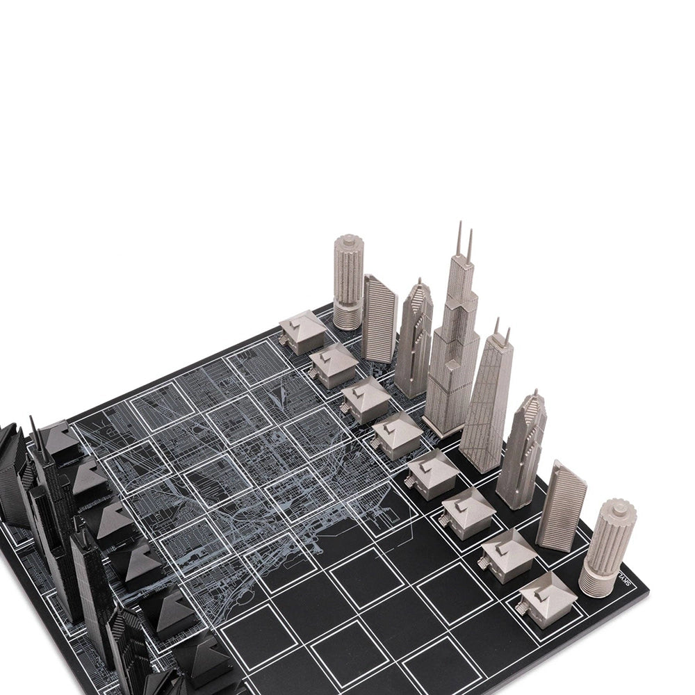 Stainless Steel Chicago Edition - Skyline Chess Set