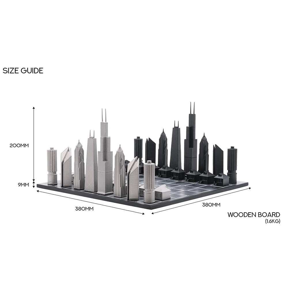 Stainless Steel Chicago Edition - Skyline Chess Set