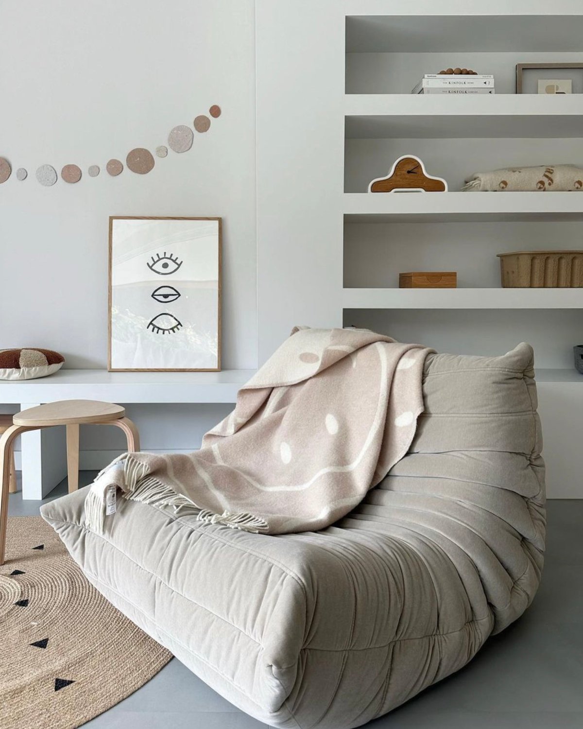 Maison Deux x Smiley Blanket | White / Grey Print