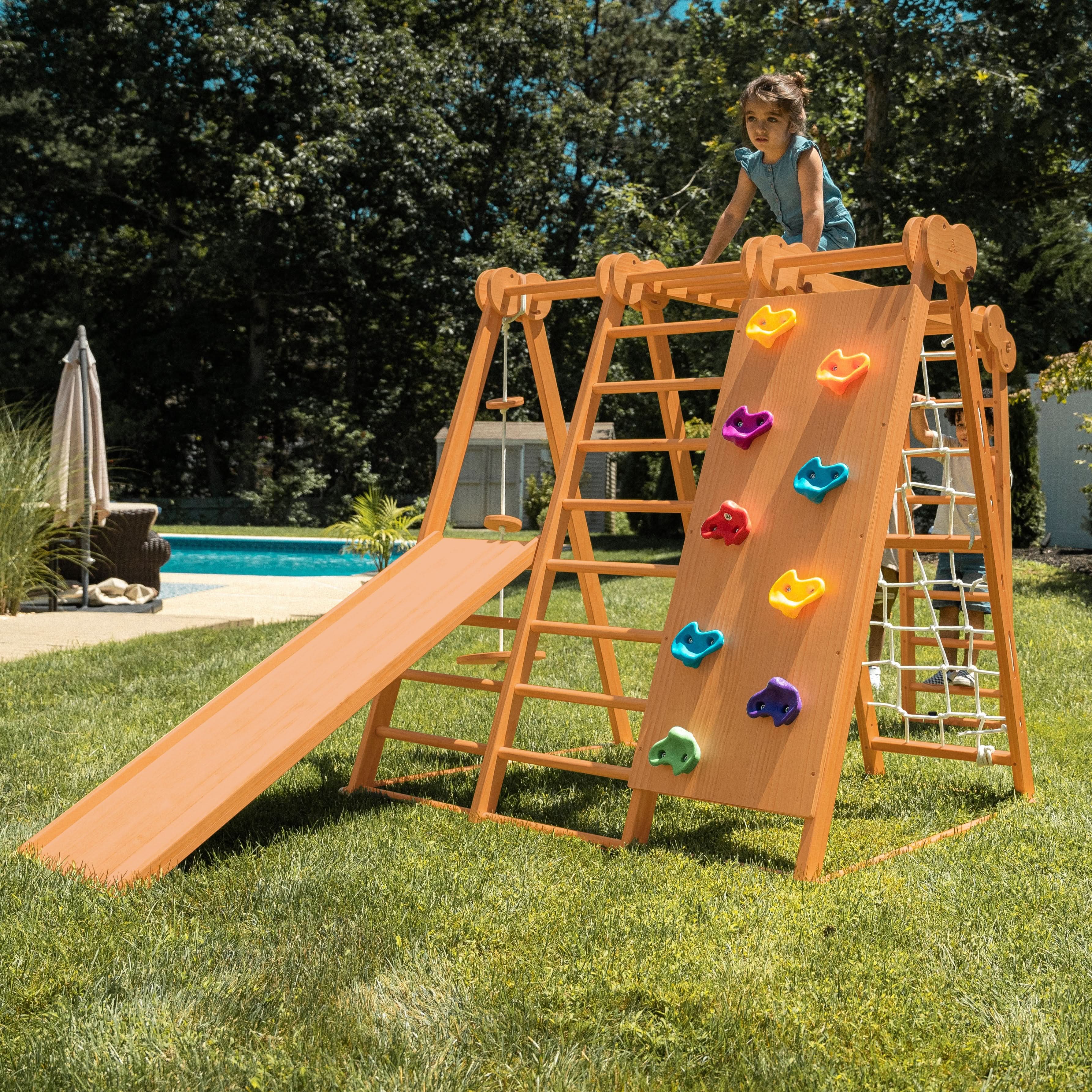 Chestnut 8-in-1 Jungle Gym for Toddlers | Indoor & Outdoor Wooden Playset