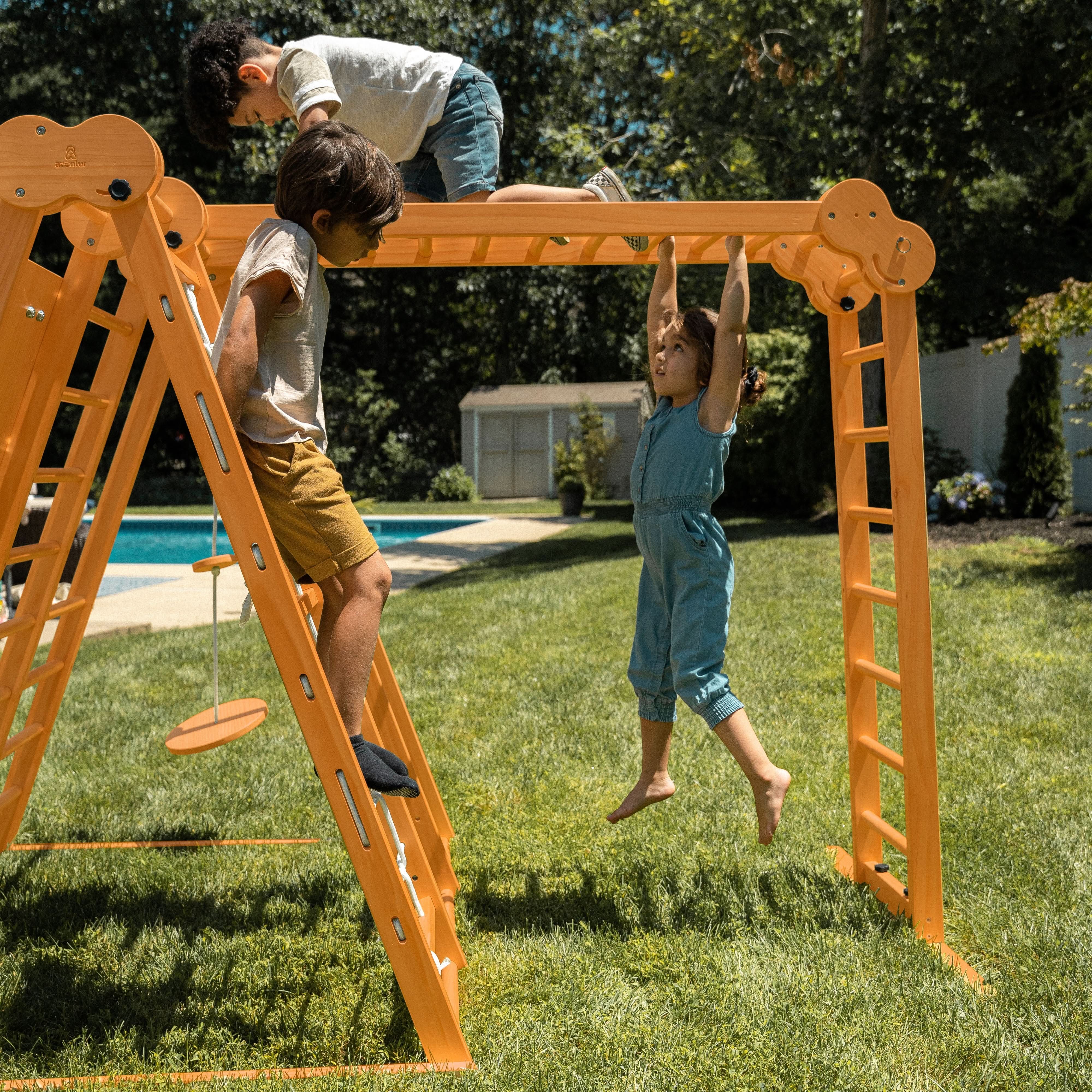Chestnut 8-in-1 Jungle Gym for Toddlers | Indoor & Outdoor Wooden Playset