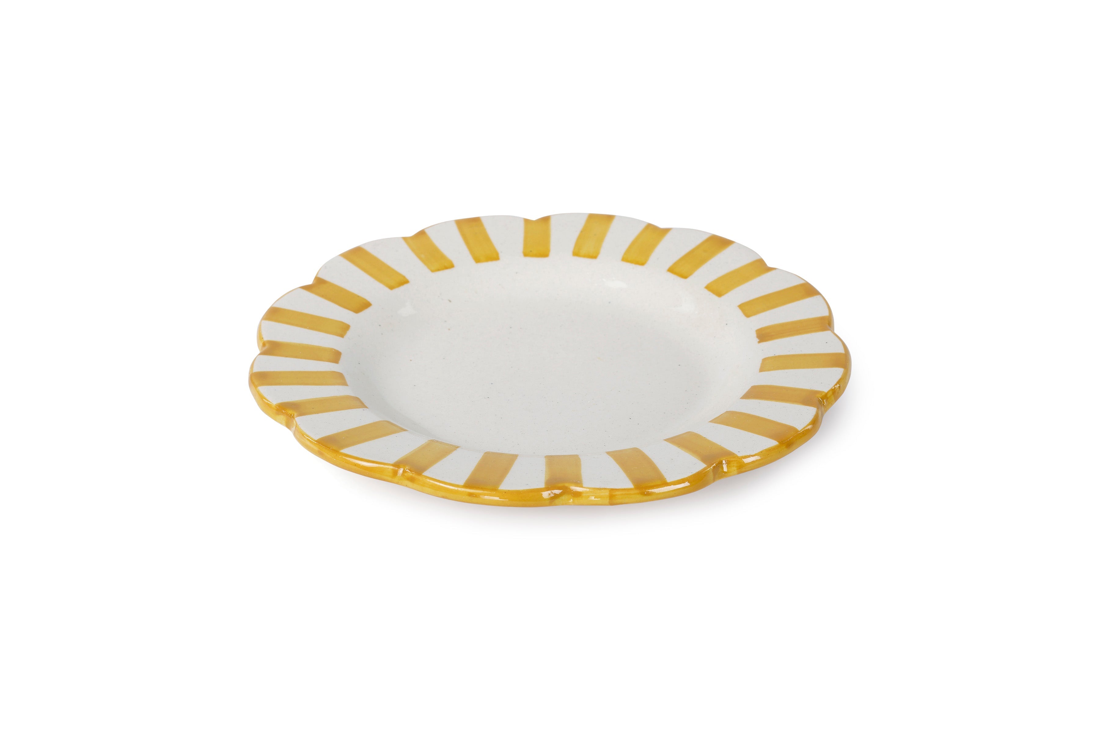 Ceramic Stripe Salad Plate, Yellow - Set of 2