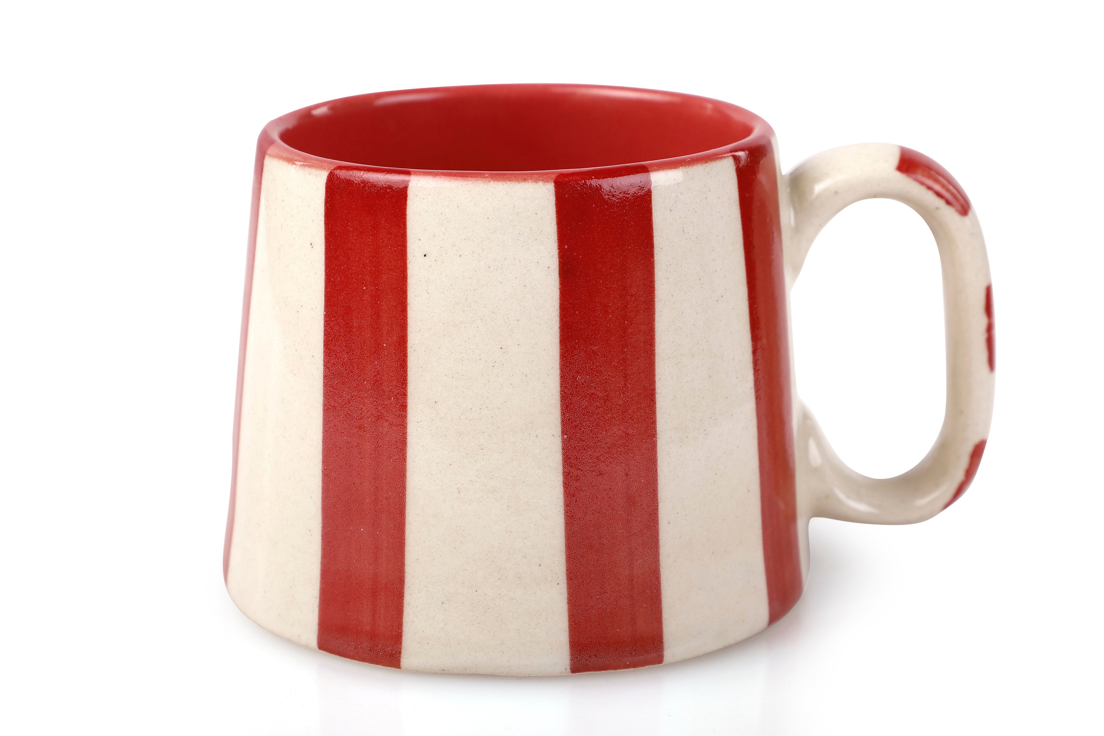Ceramic Red Stripe Coffee Cup - Set of 2