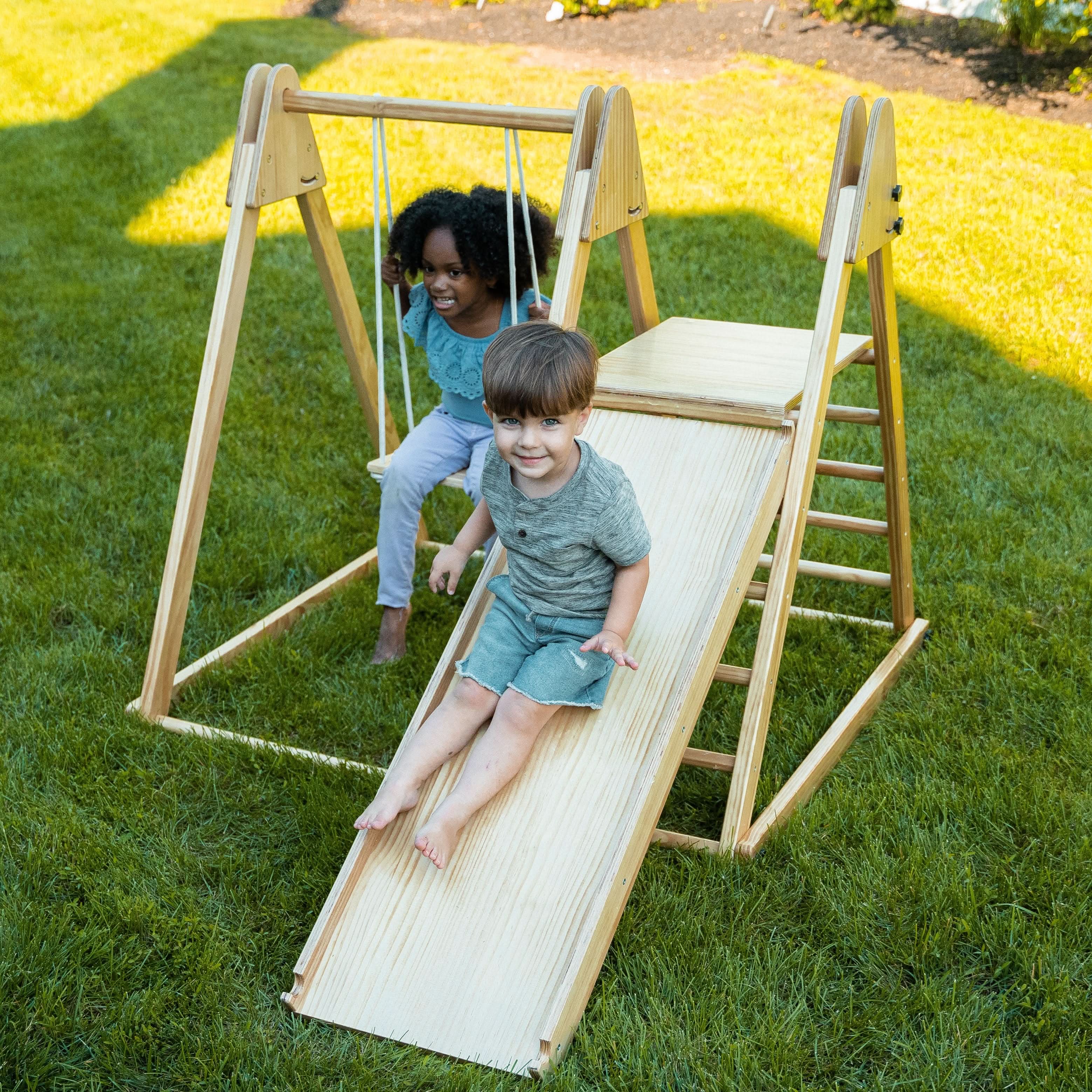 Juniper Folding Indoor & Outdoor Playset | Wooden Climber for Toddlers