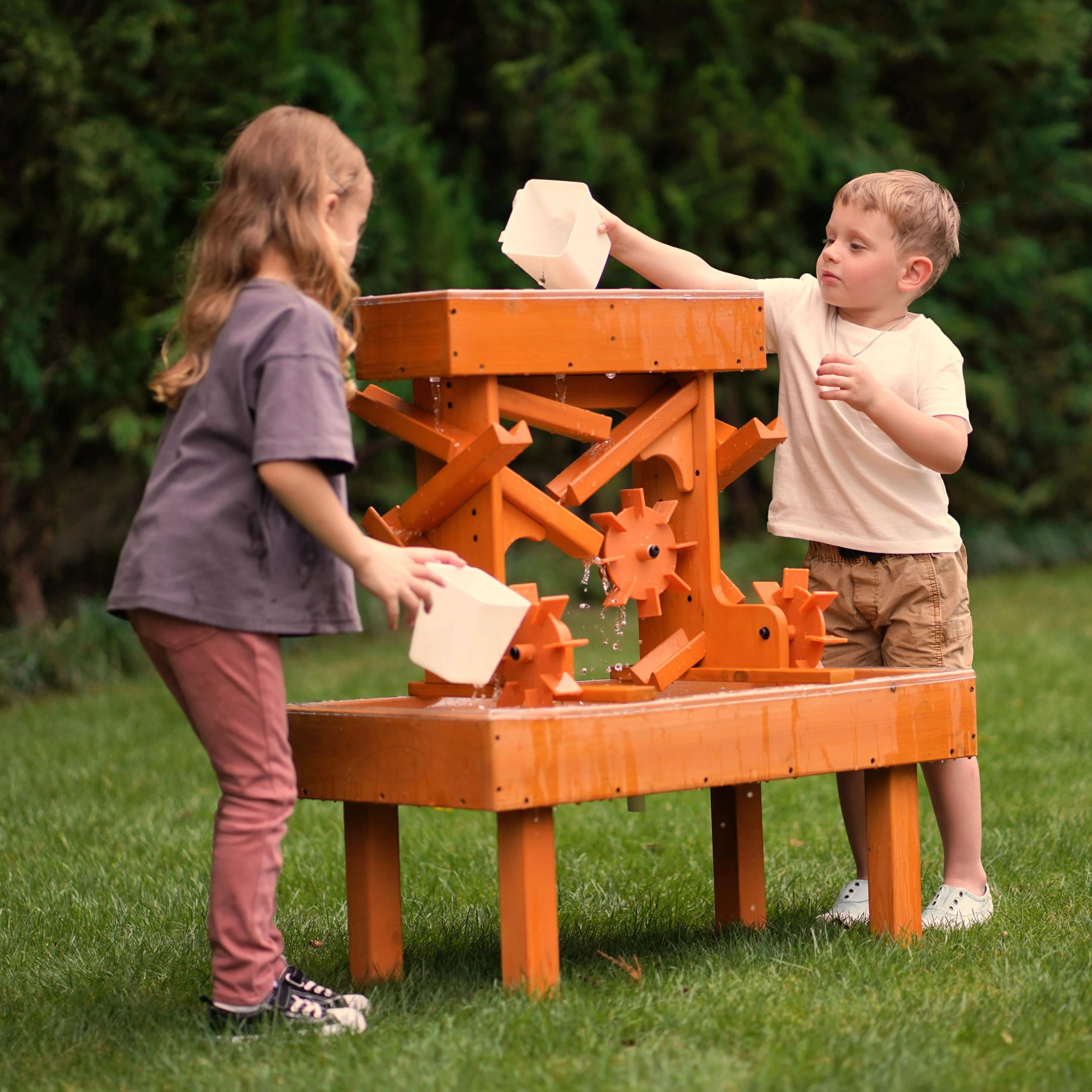 Avenlur Outdoor Wooden Water Table For Kids, Toddlers Playset