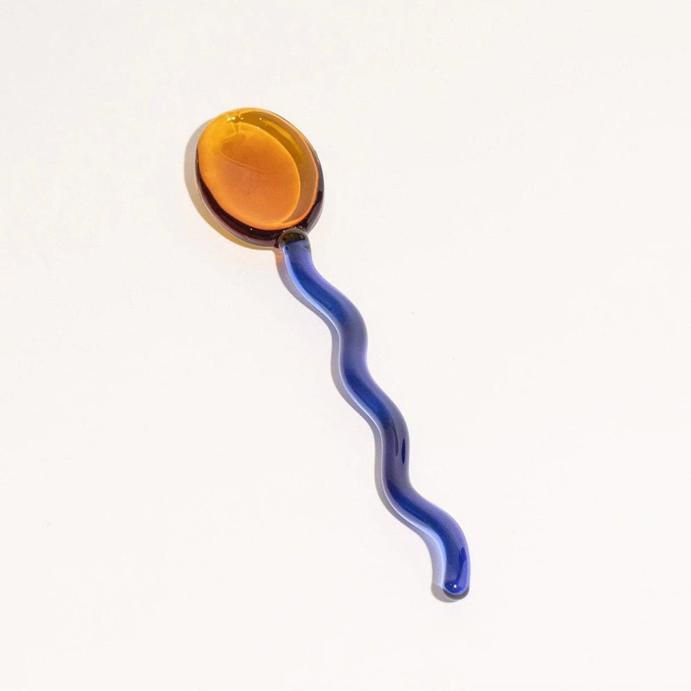 Squiggle Glass Spoon Brown/ Blue - Maison Nova