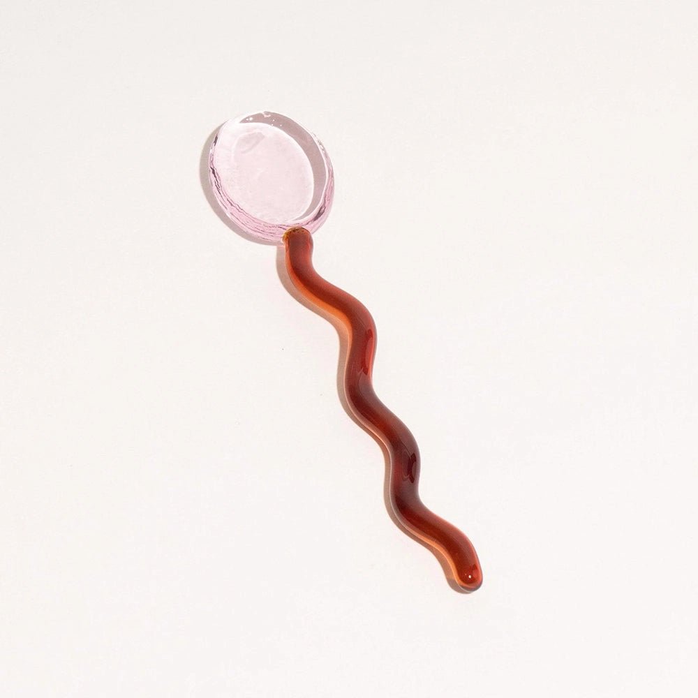 Squiggle Glass Spoon Pink/ Red - Maison Nova